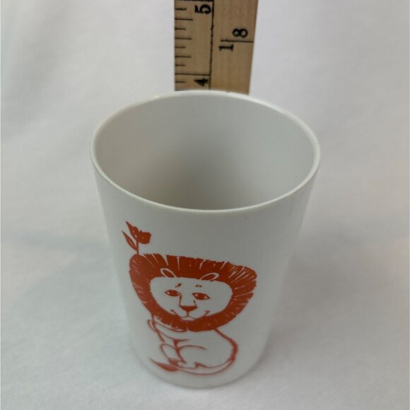 Vintage Lenox Ware White Tumbler Orange Lion Child's Plastic Cup - Picture 9 of 9